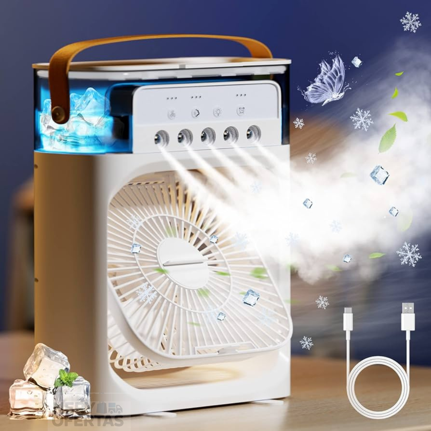 Ventilador humidificador 3 en 1 con Luz Led
